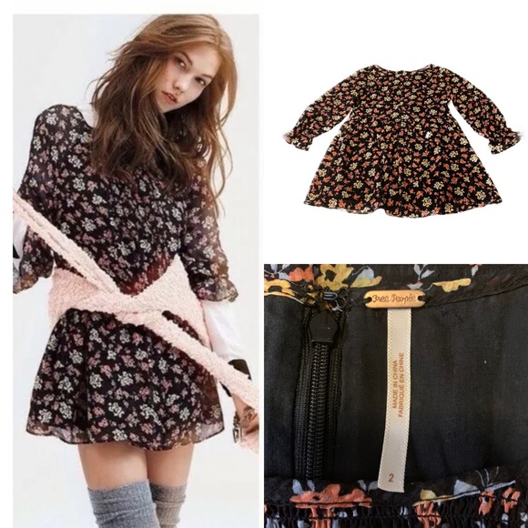 Free People Doll Pants Mini Dress Floral Tunic - Picture 9 of 9